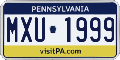 PA license plate MXU1999
