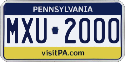 PA license plate MXU2000