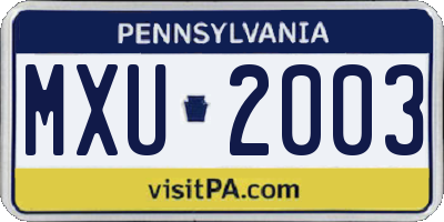 PA license plate MXU2003