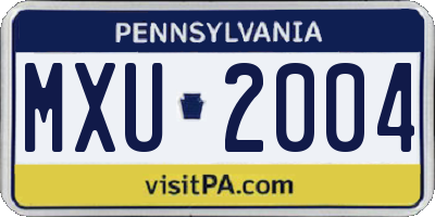 PA license plate MXU2004