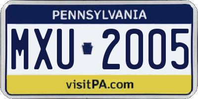 PA license plate MXU2005