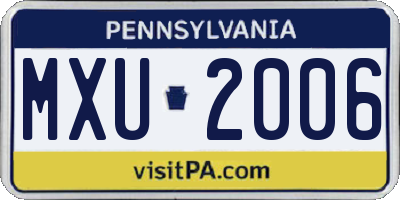 PA license plate MXU2006