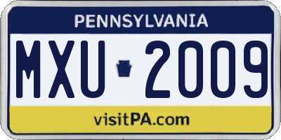 PA license plate MXU2009