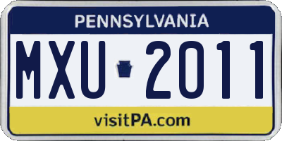 PA license plate MXU2011