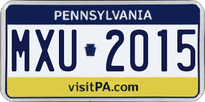 PA license plate MXU2015