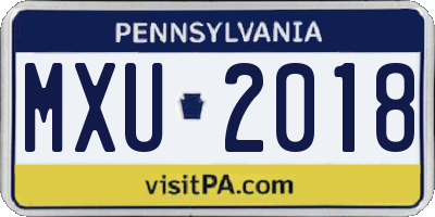 PA license plate MXU2018