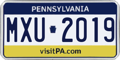 PA license plate MXU2019