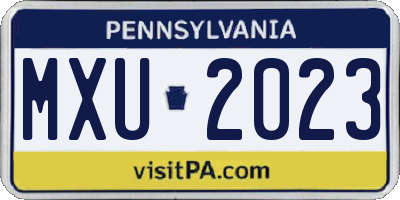 PA license plate MXU2023