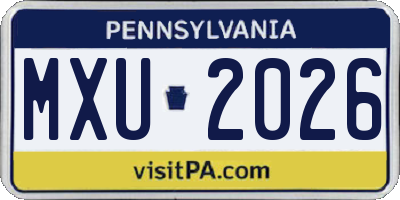PA license plate MXU2026