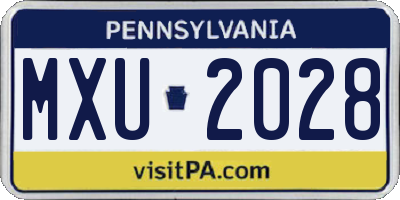 PA license plate MXU2028