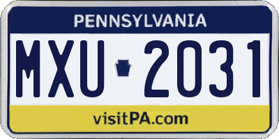 PA license plate MXU2031