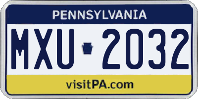 PA license plate MXU2032