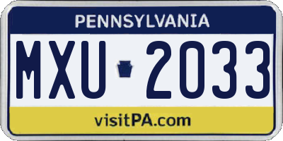 PA license plate MXU2033
