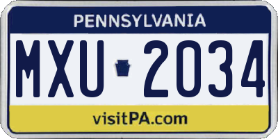 PA license plate MXU2034