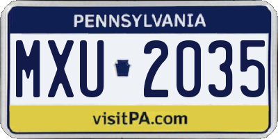 PA license plate MXU2035
