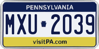 PA license plate MXU2039