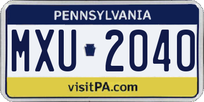 PA license plate MXU2040