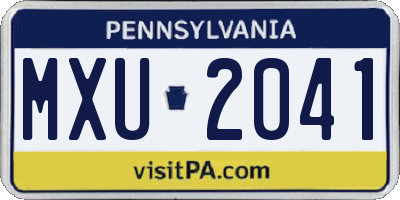 PA license plate MXU2041