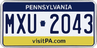 PA license plate MXU2043