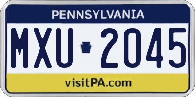 PA license plate MXU2045