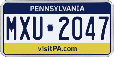 PA license plate MXU2047