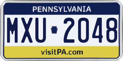 PA license plate MXU2048