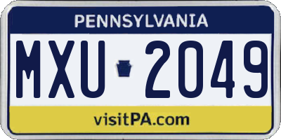 PA license plate MXU2049