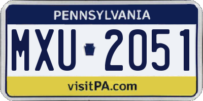 PA license plate MXU2051