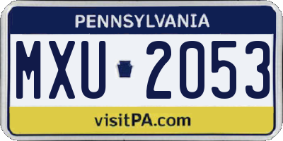 PA license plate MXU2053