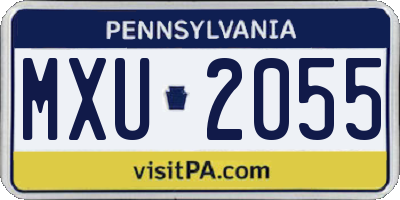 PA license plate MXU2055