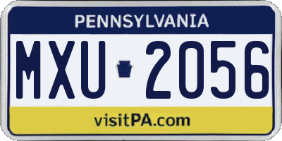 PA license plate MXU2056
