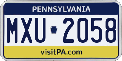 PA license plate MXU2058