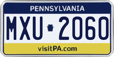 PA license plate MXU2060