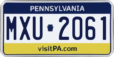 PA license plate MXU2061