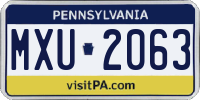 PA license plate MXU2063