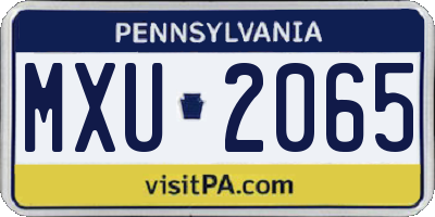 PA license plate MXU2065