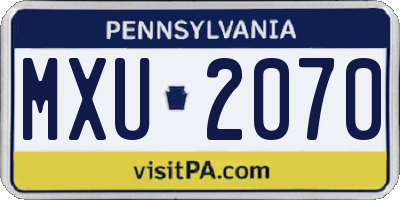 PA license plate MXU2070
