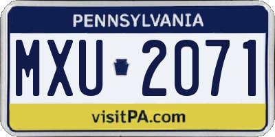PA license plate MXU2071
