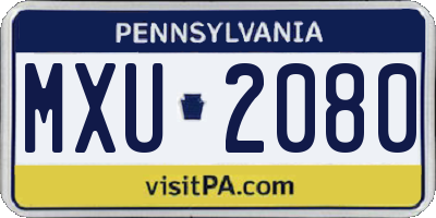 PA license plate MXU2080