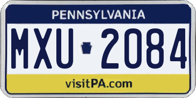 PA license plate MXU2084