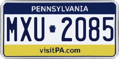 PA license plate MXU2085