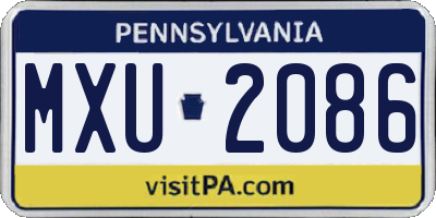 PA license plate MXU2086