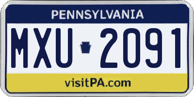 PA license plate MXU2091
