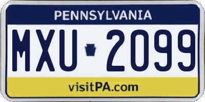 PA license plate MXU2099