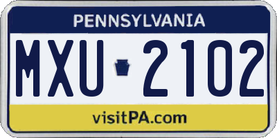 PA license plate MXU2102