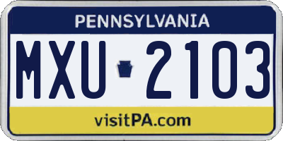 PA license plate MXU2103