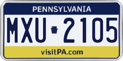 PA license plate MXU2105