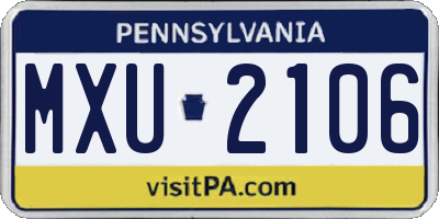 PA license plate MXU2106