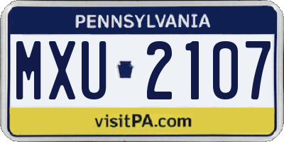 PA license plate MXU2107