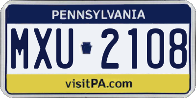 PA license plate MXU2108